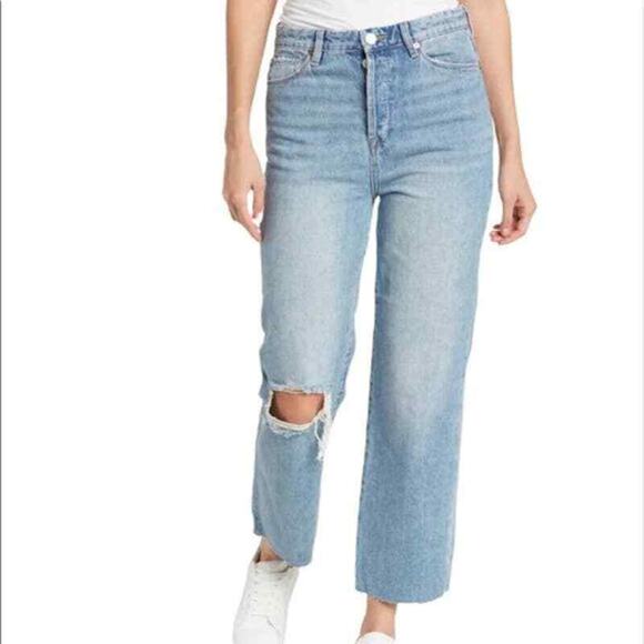Blank NYC Jeans Womens Sz 25 The Baxter Ripped High Waisted Ribcage Straight Leg - Picture 1 of 12